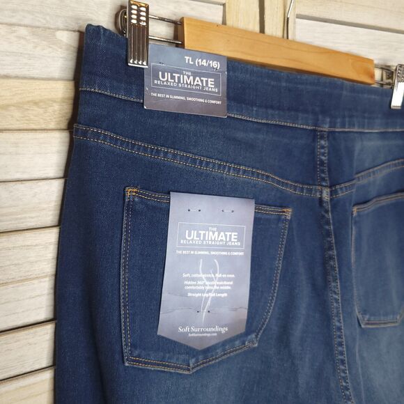 Soft Surroundings The Ultimate Relaxed Straight Jeans Pull On Sz Large 14/16 NWT - Picture 5 of 7